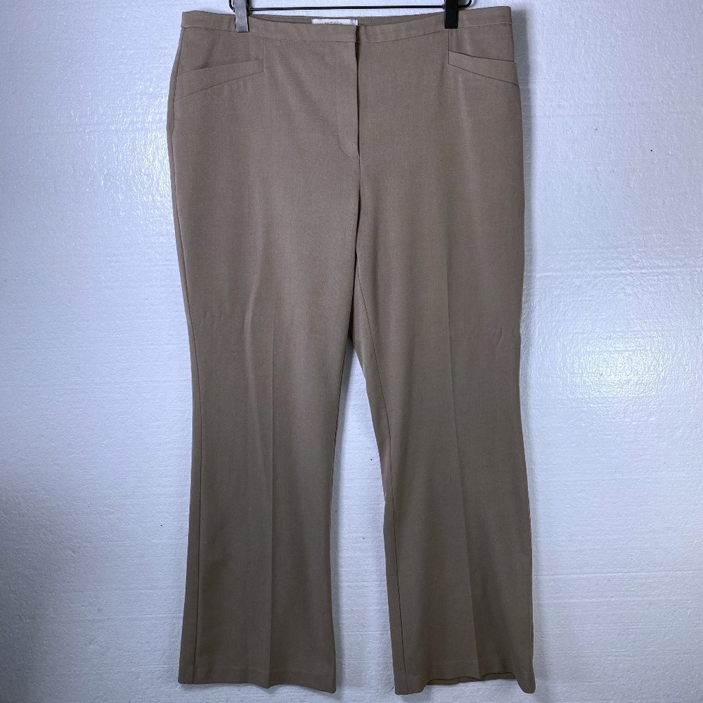 Chico's Women's Size 2 12 Short Tan Pants Trousers Career Wide Leg Wear To Work